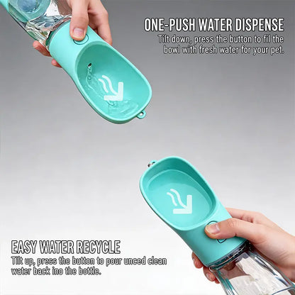 3-in-1 Portable Pet Water & Treat Bottle (20 Oz) - Leak-Proof Dog Water Container with Integrated Poop Bag Dispenser for Travel, Hiking, and Outdoor Activities